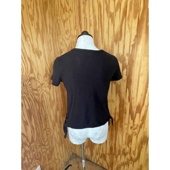Madewell Texture & Thread Modern Side-Tie Top Knit Pullover Cotton Black XS - Picture 3 of 10